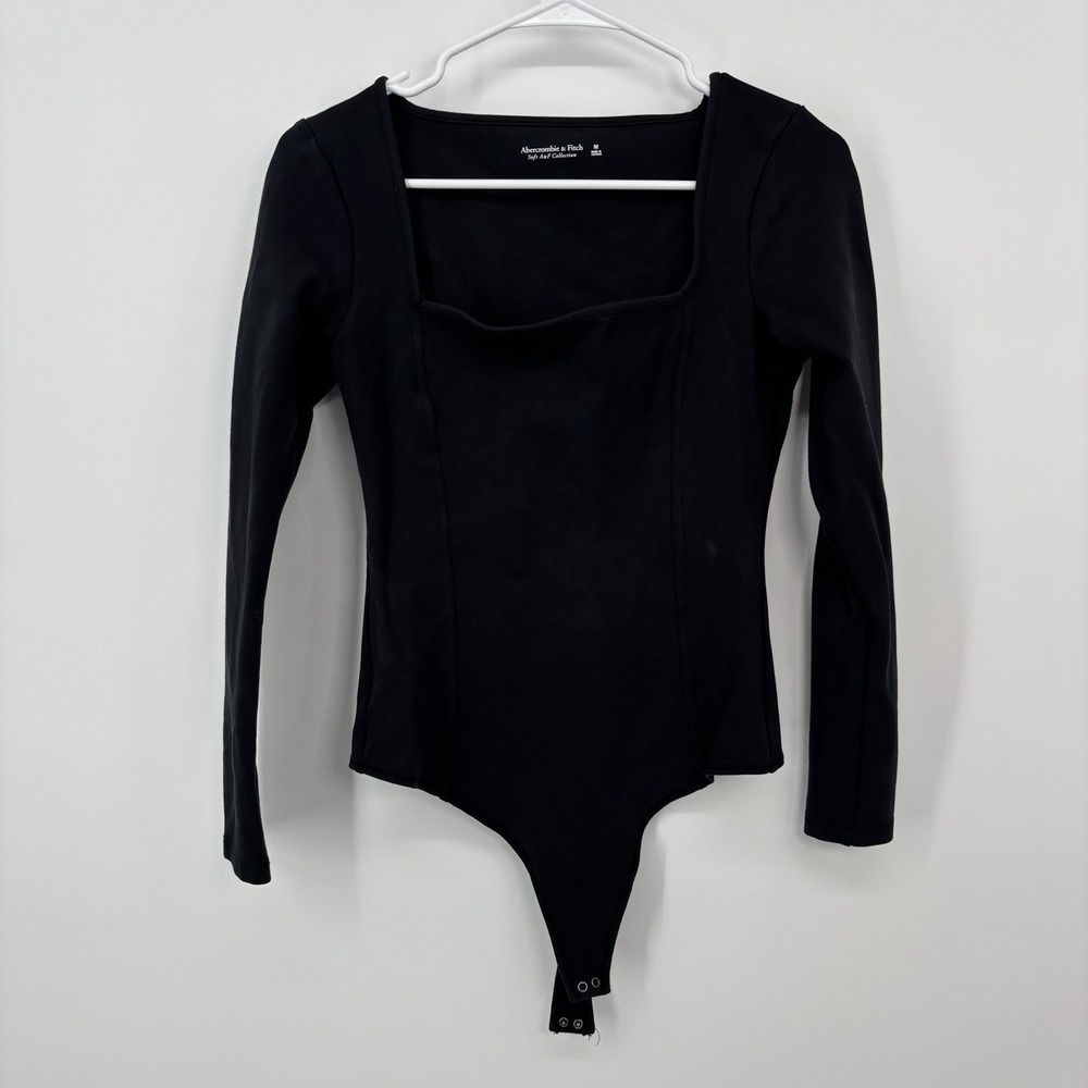 Abercrombie & Fitch Women Black Long Sleeve Bodysuit Size Medium (fits Small)